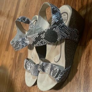 Abeo snakeskin adjustable cork wedge